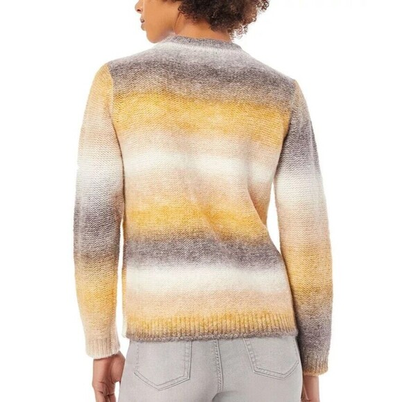 Jones New York Women's Crewneck Ombré Knit Sweater Yellow Gray size XL - Picture 4 of 7